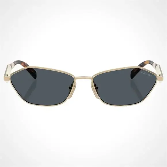 New PRADA Sunglasses Gold Metal 3D Logo Aviator Cat Eye Womens PRD50S ZVN70B - Picture 2 of 5